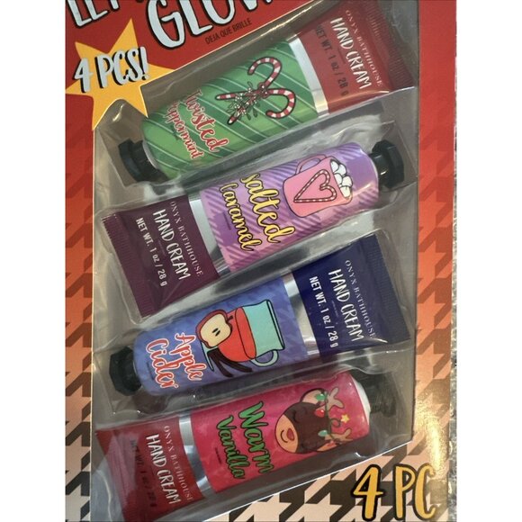Hand Cream 4 Pieces 1 fl oz Each: Peppermint, Caramel, Apple, Vanilla NEW SEALED - Picture 2 of 7